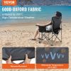 VEVOR Camping Folding Chair for Adults, Portable Heavy Duty Outdoor Quad Lumbar Back Padded Arm Chairs with Side Pockets