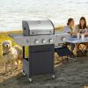 Propane Grill 3 Burner Barbecue Grill Stainless Steel Gas Grill with Side Burner, 37,000 BTU Outdoor Cooking, Patio, Garden Barbecue Grill