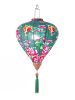 14'' Chinese Style Cloth Lantern Diamond Shape Hanging Lantern for Home Garden Party Decorative Lampshade, Green Floral