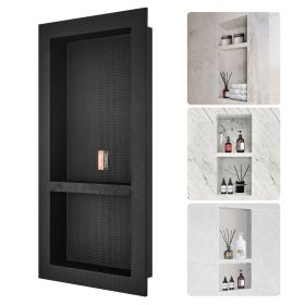 VEVOR Shower Niche Ready for Tile 16" x 32", Double Shelf Organizer, Square Corners Wall-inserted Niche Recessed