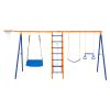 VEVOR Swing Sets for Backyard 6 in 1 Swing Set 440lbs Capacity Metal Swingset